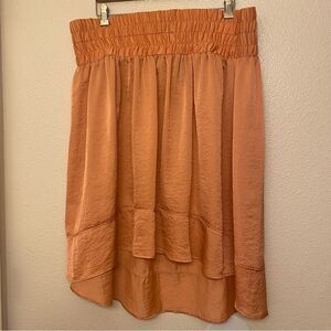 Lane Bryant Hi-Low pull on Coral peach Skirt silky Crinkle lightweight 18-20 New